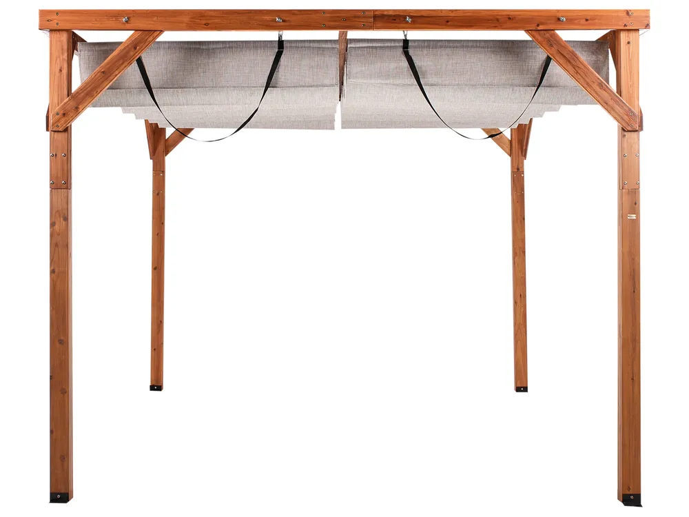 Gazebo VILLAROSA 320 cm 380 cm Fir Wood Brown/ Beige_967176