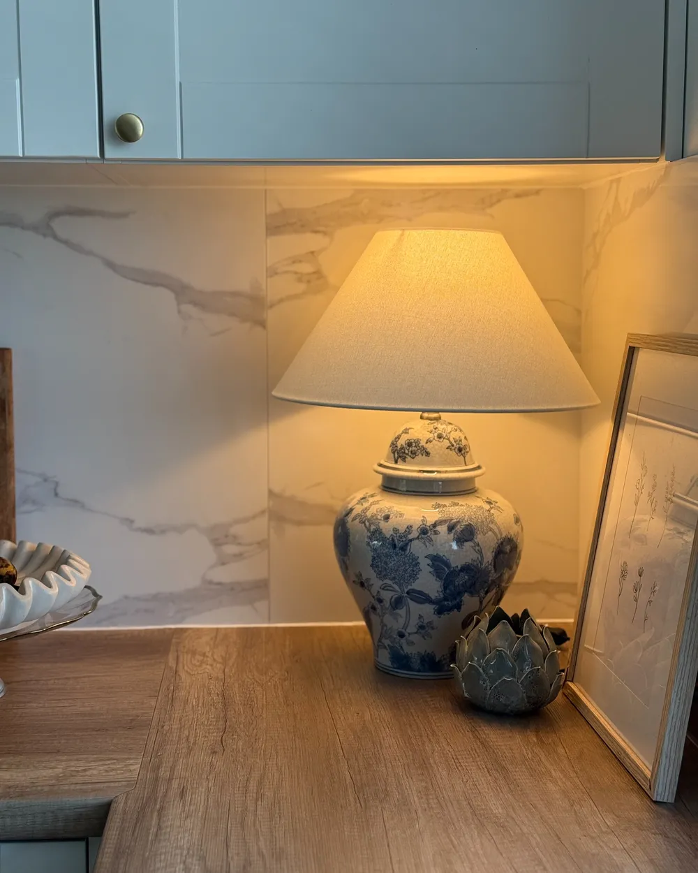 Bordslampa SORRAIA Porslin Vit/ Blå_1018273