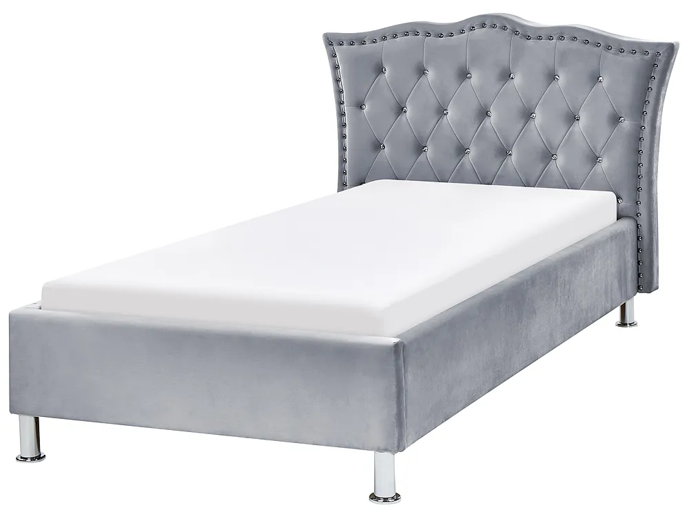 Bed Velvet METZ 90 x 200 cm (EU Single) Grey_861360
