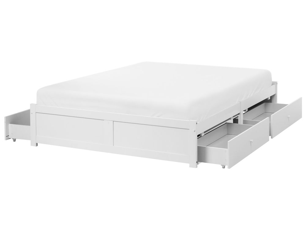 Seng med oppbevaringsskuffer uten sengegavl BRUX Hvit 180 x 200 cm