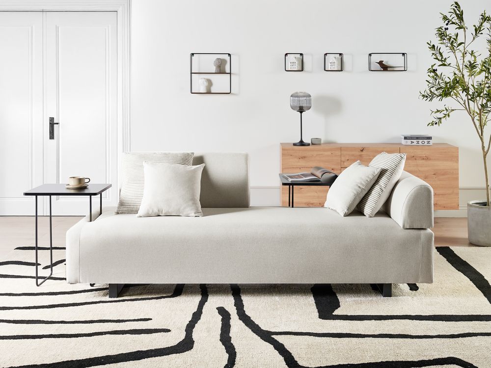 Sofa 3 Seater SOKNA with Tables Fabric Off-White
