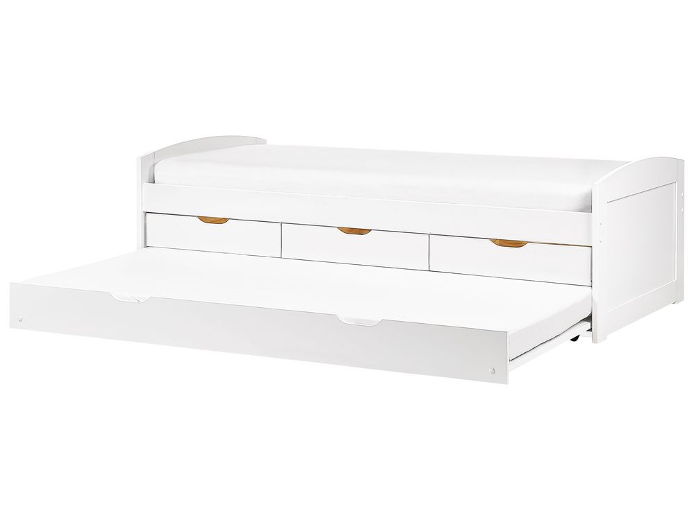 Trundle Bed Pine Wood PETIVILLE 90 x 200 cm (EU Single) White