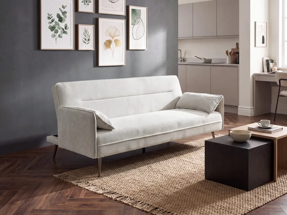 Sofa Bed 3 Seater VAYLA Fabric Off-White