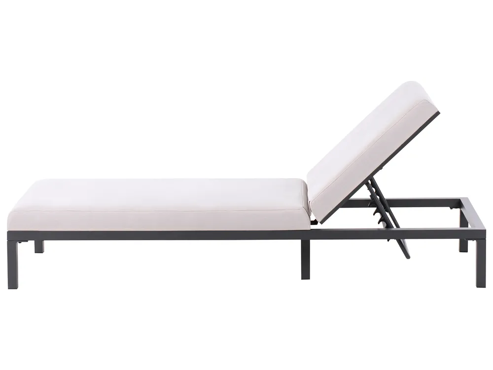 Sun Lounger with Cushion LARIANO Reclining Metal Light Beige_986657