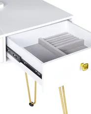 Sminkbord med spegel och pall CAEN LED Vit_844967