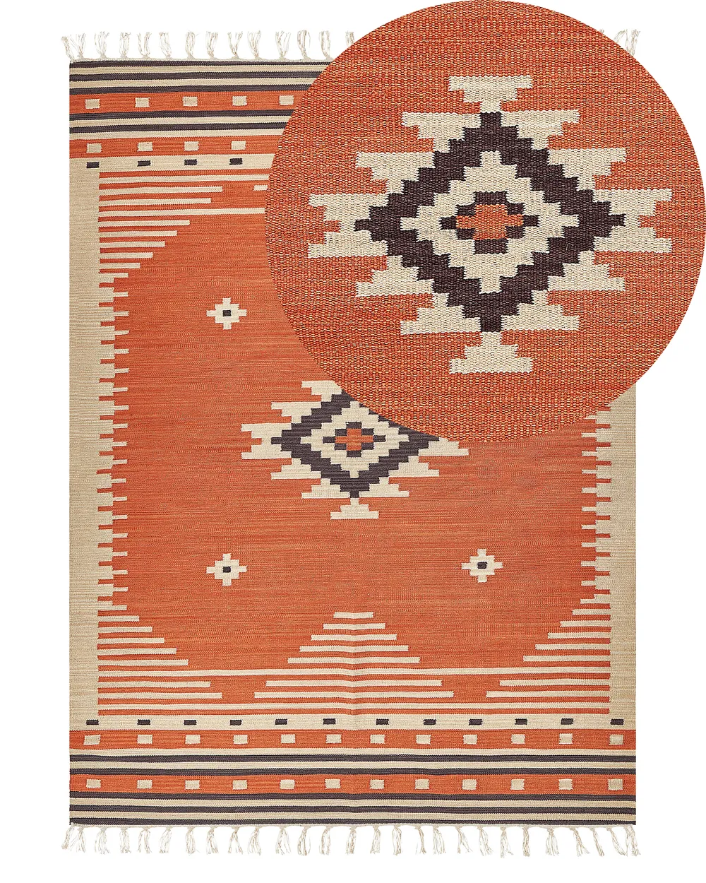 Rug GAVAR Orange 140 x 200 cm Kilim Cotton_869200