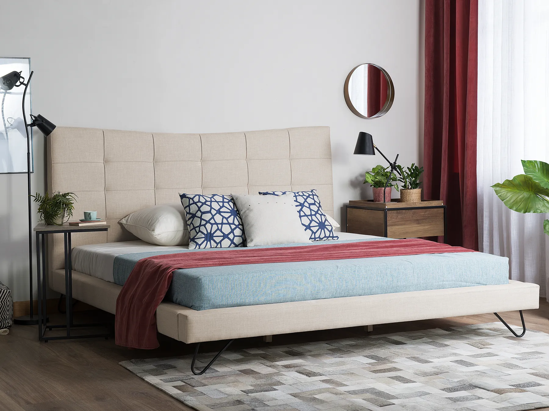 Bed Fabric LANNION 180 x 200 cm (EU Super King) Light Beige_759683