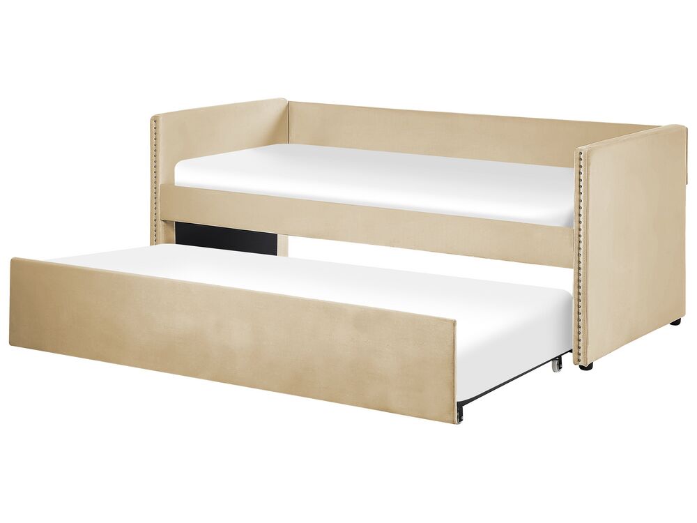 Utdragbar säng Sammet TROYES 90 x 200 cm Beige