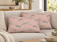 Koristetyynysetti 2 kpl ARALES 30 x 50 cm Puuvilla Pastellipinkki Eläinkuvio_1184957