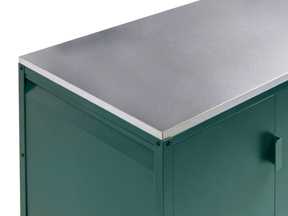 2 Piece Outdoor Kitchen Set with Bar Table MAENZA Green Metal_1045198