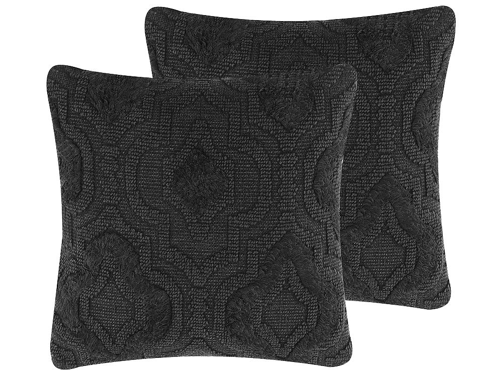 Prydnadskudde PAIKA 45 x 45 cm Bomull Mörkgrå Ikat