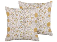Set of 2 Decorative Cushions CALATHEA 45 x 45 cm Cotton Yellow Floral Pattern_839356