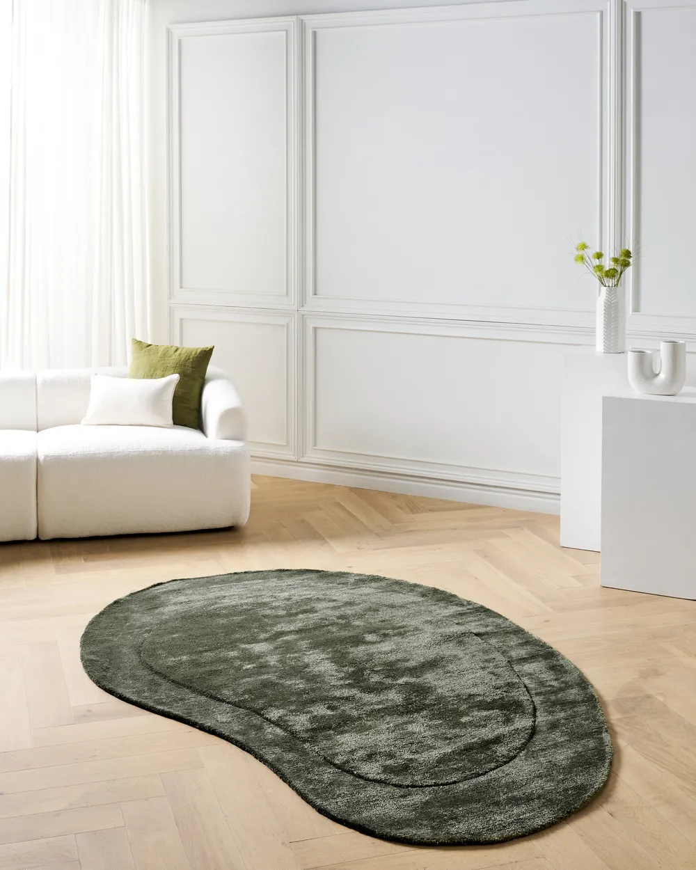 Rug MASSO Dark Green 160 x 230 cm Viscose