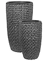 Set med 2 växtkrukor CEDRUS 37/45 cm Konstrotting Svart