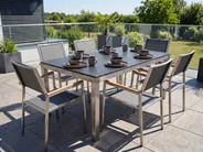 Garden Dining Set 6 Seater GROSSETO Granite Polished Grey/ Black_431600