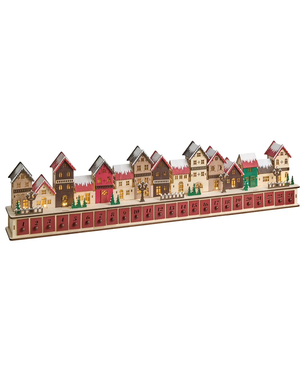 Christmas Decoration LED ASPERN 18 cm Advent Calendar Red