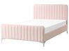 Bed Velvet LUNAN 120 x 200 cm (EU Small Double) Pastel Pink