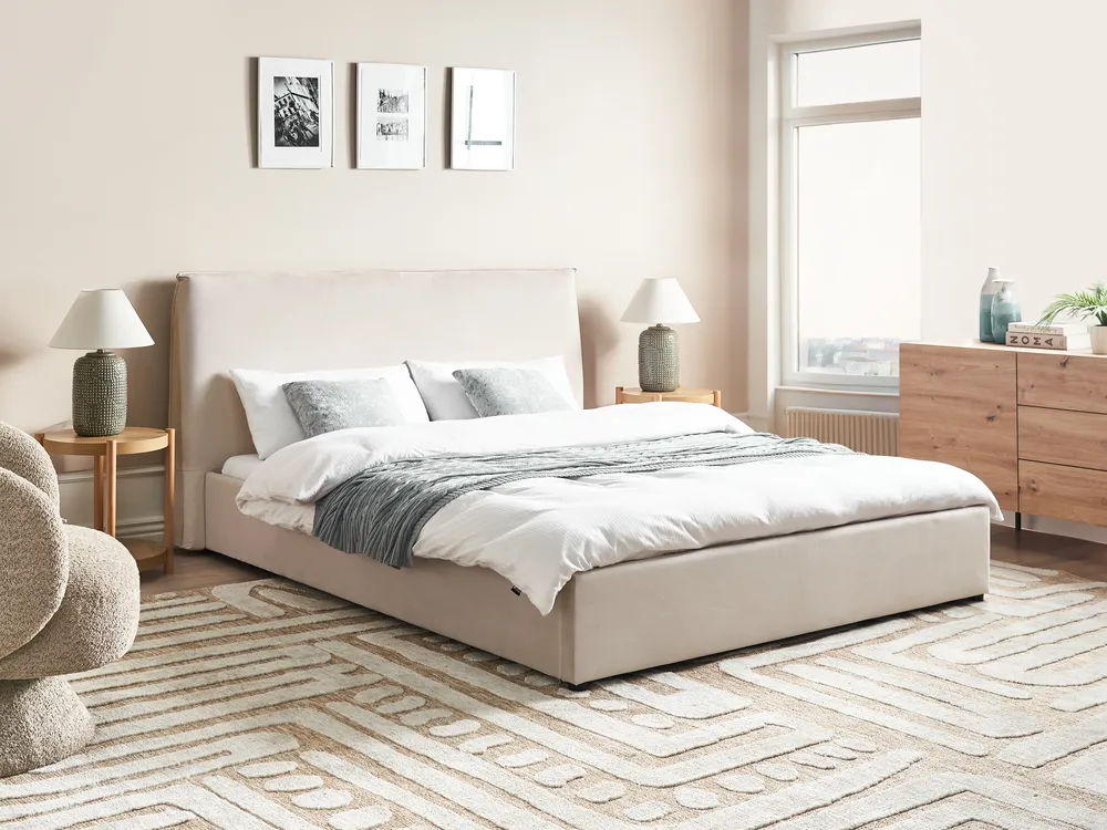 Waterbed Velvet LAVAUR 160 x 200 cm (EU King Size) Off-White