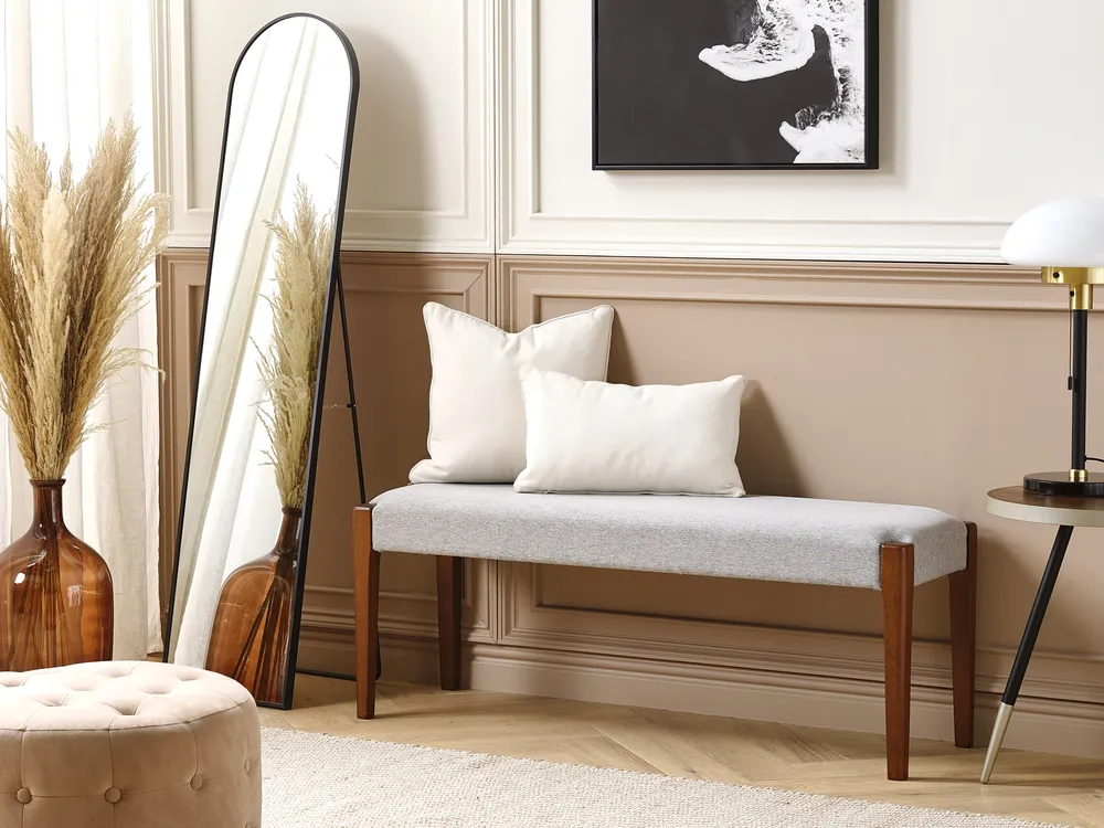 Upholstered Bench ELYRIA Fabric Dark Brown/ Grey