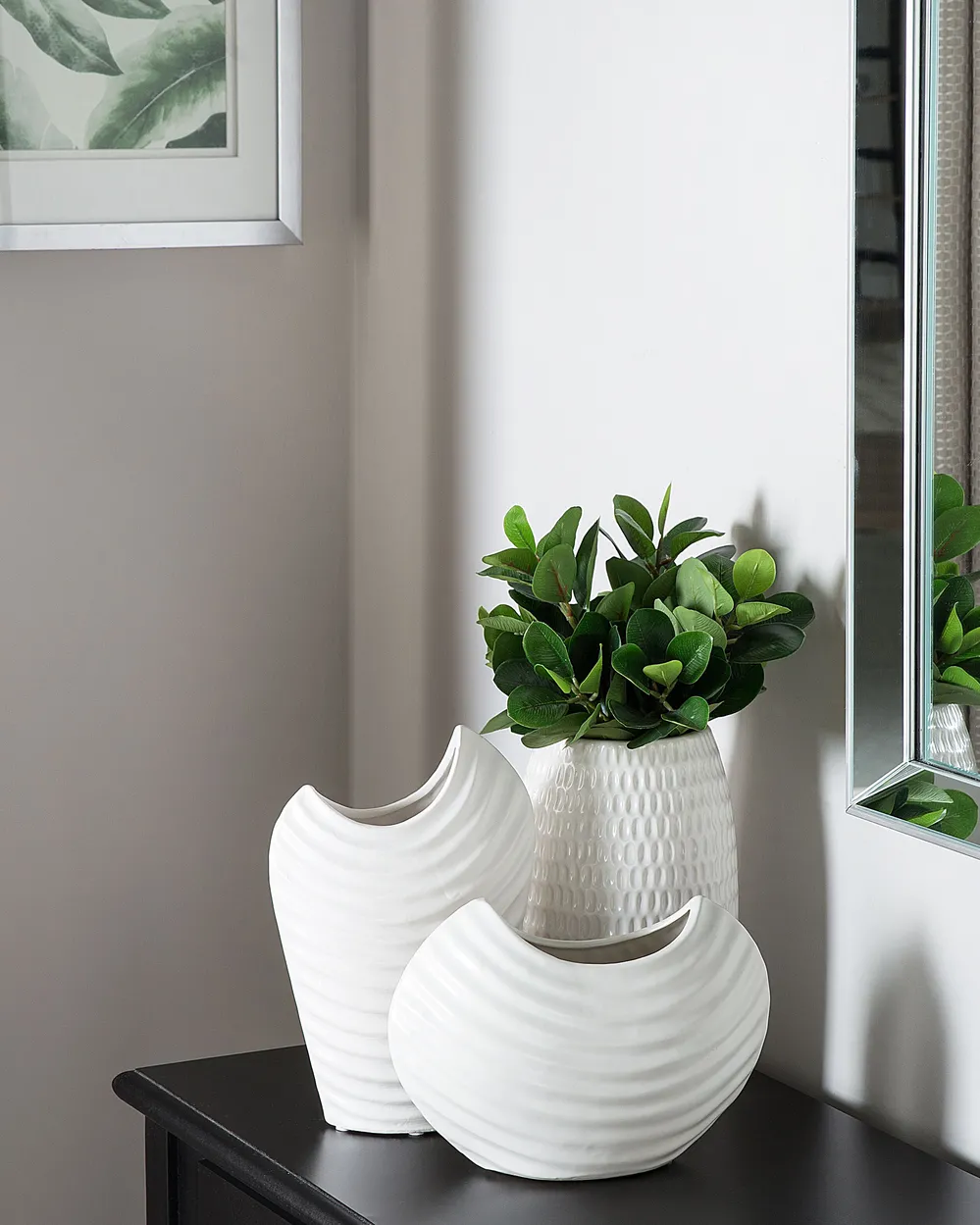 Decorative Vase LINZI 25 cm Stoneware White