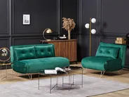 Living Room Set 3 Seater VESTFOLD Velvet Dark Green_808880
