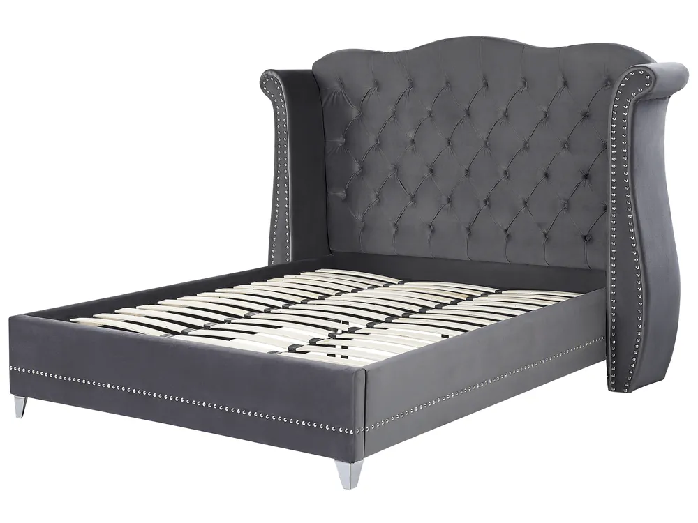 Bed Velvet AYETTE 180 x 200 cm (EU Super King) Grey_762711