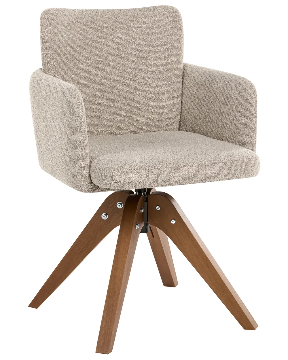 Set of 2 Dining Chairs Swivel EVELYN Boucle Beige_1125695
