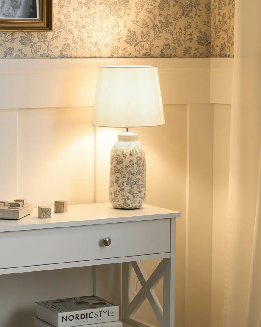 Table Lamp LEMPA Ceramic White/ Blue_1032657