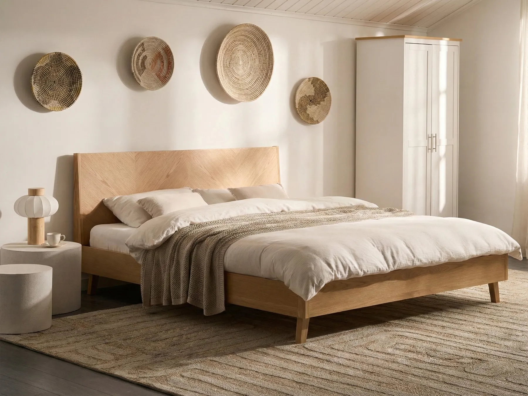 Bed WIZERNES 180 x 200 cm (EU Super King) Light Oak_1055790