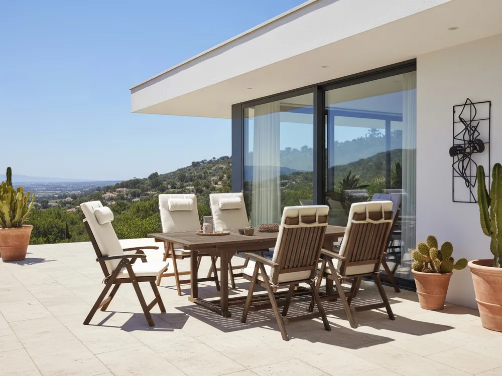 Garden Dining Set 6 Seater AMANTEA PREMIUM Acacia Wood Light Beige