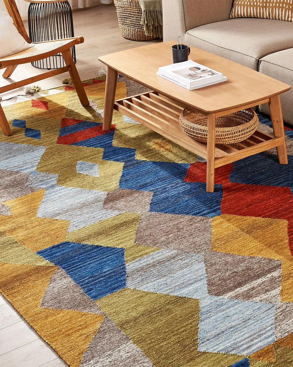 Wool Kilim Area Rug Multicolour ARZAKAN Various Sizes