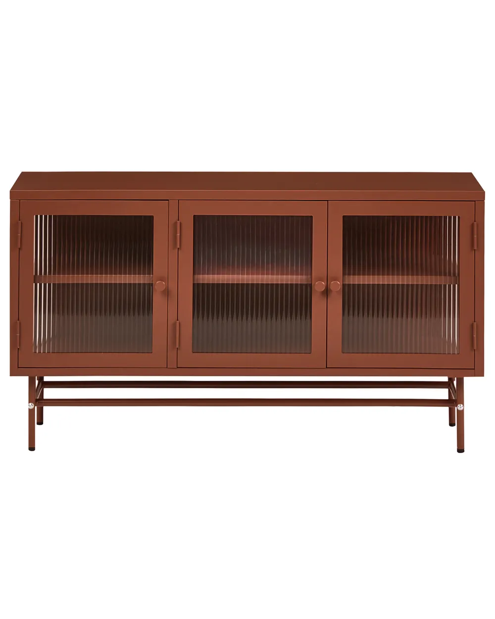 Glass Display Sideboard DEVON 115 cm Metal Golden Brown_1113145