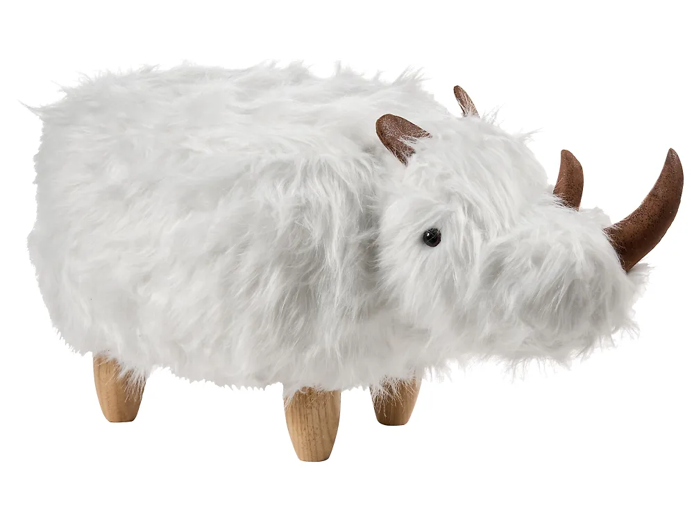 Dyrepuff WOOLLY Neshorn Fuskepels Hvit_1188344