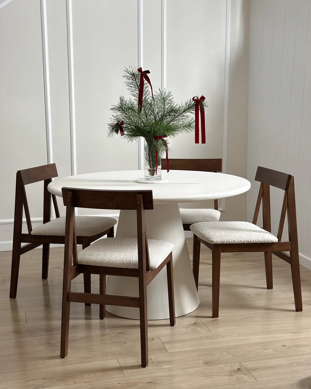 Set of 2 Dining Chairs ISLE Wood Brown/ Beige_957062