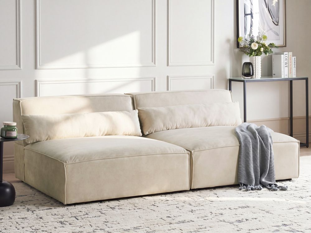 Modulsofa 2-seters HELLNAR Fløyel Lys beige