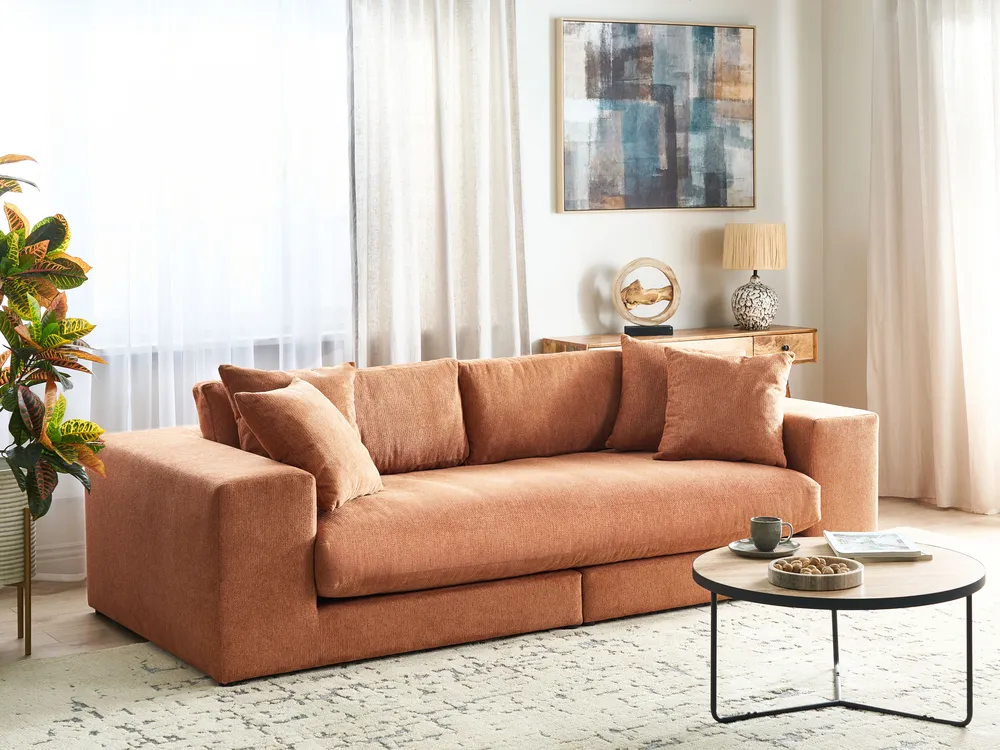 Sofa 3 Seater GLORVIKA Fabric Orange