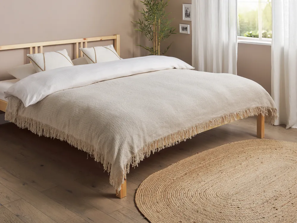 Bedspread YERBENT Cotton 150 x 200 cm Light Grey
