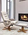Massage Chair RELAXPRO with Footstool Faux Leather Light Beige
