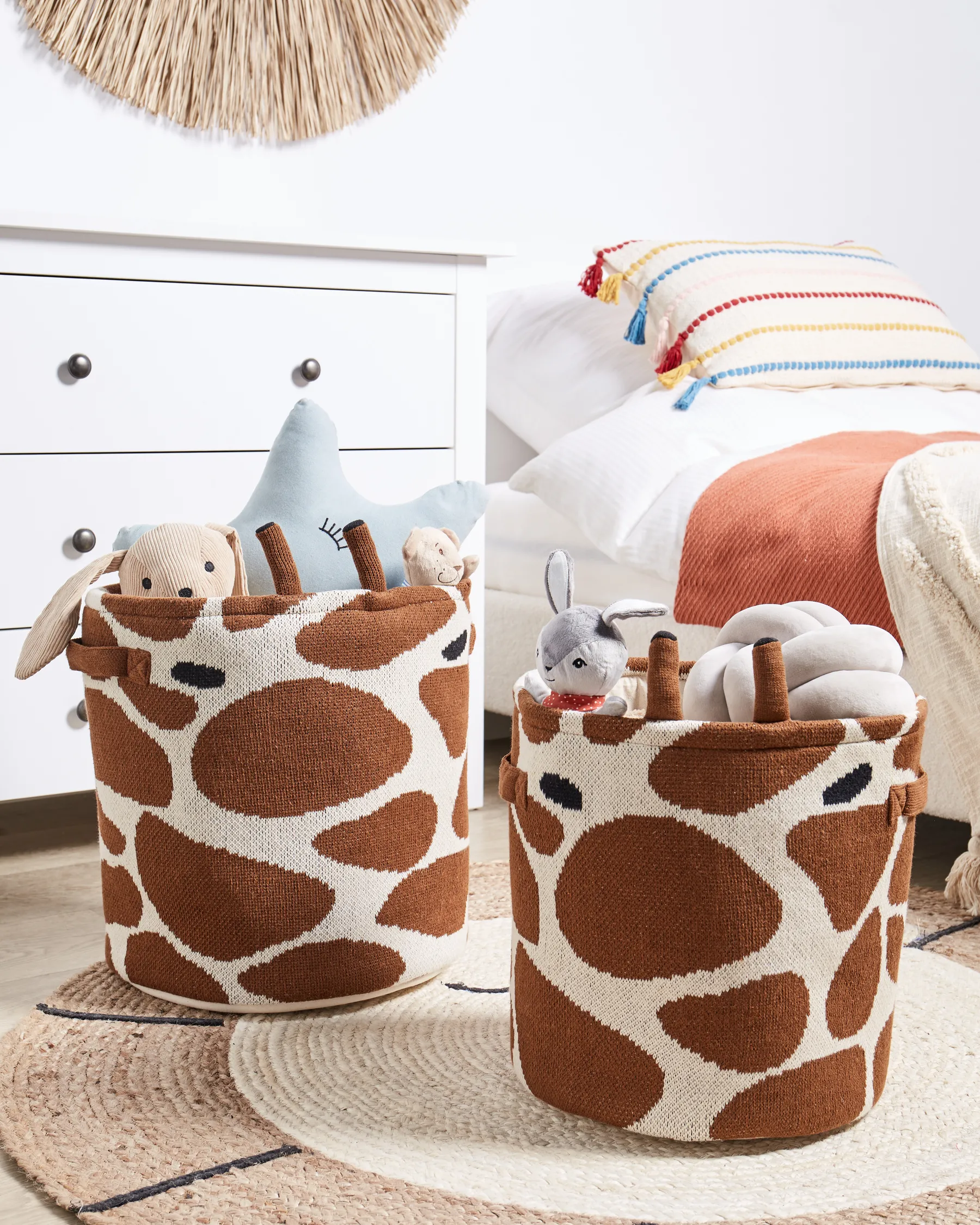 Set med 2 barnkorgar Giraff POMANG Bomull Brun_905350