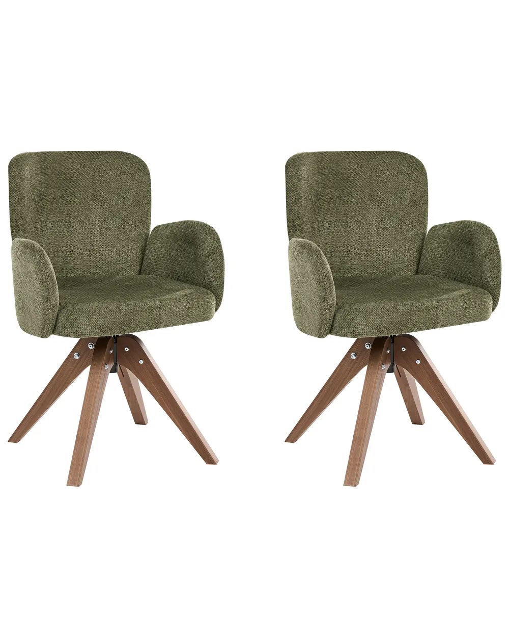 Set of 2 Dining Chairs Swivel JEAN Fabric Green