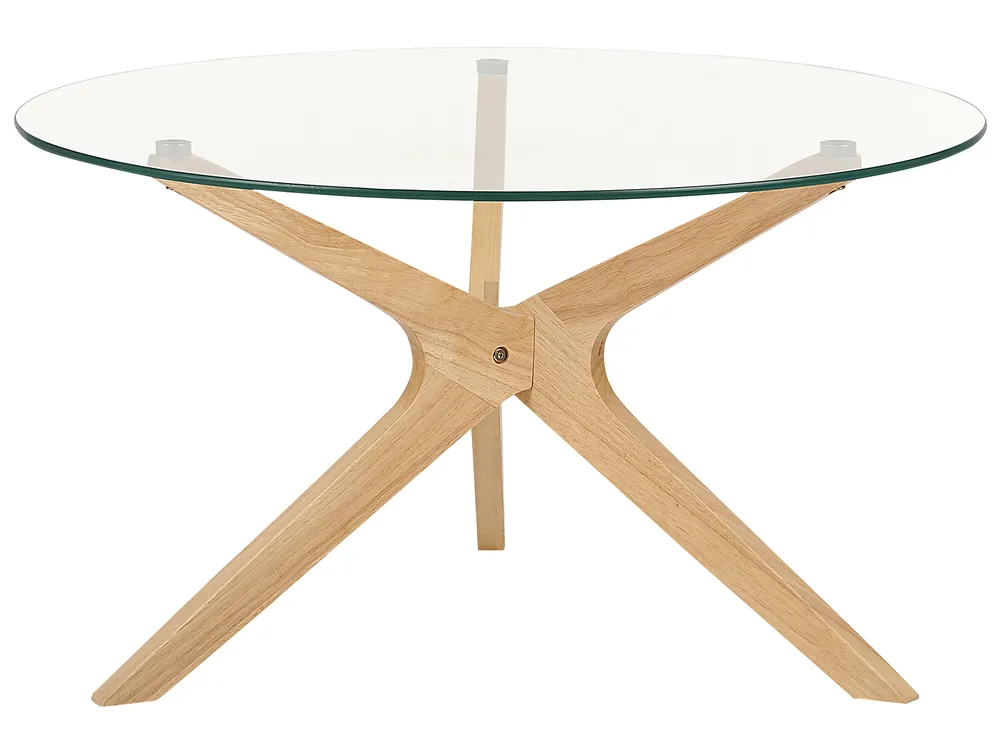 Coffee Table VALLEY Tempered Glass Light Brown