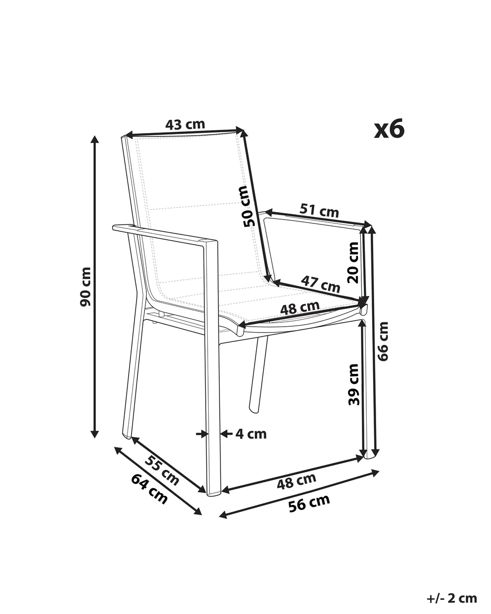 Set of 6 Garden Chairs BUSSETO Metal Black_841756