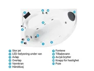 Hjørneboblebad med LED NEIVA 150 x 100 cm Hvit Høyrevendt_796693