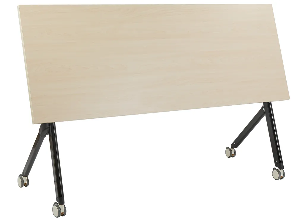 Foldable Office Desk BENDI 160 cm 60 cm with Wheels Light Brown_922340