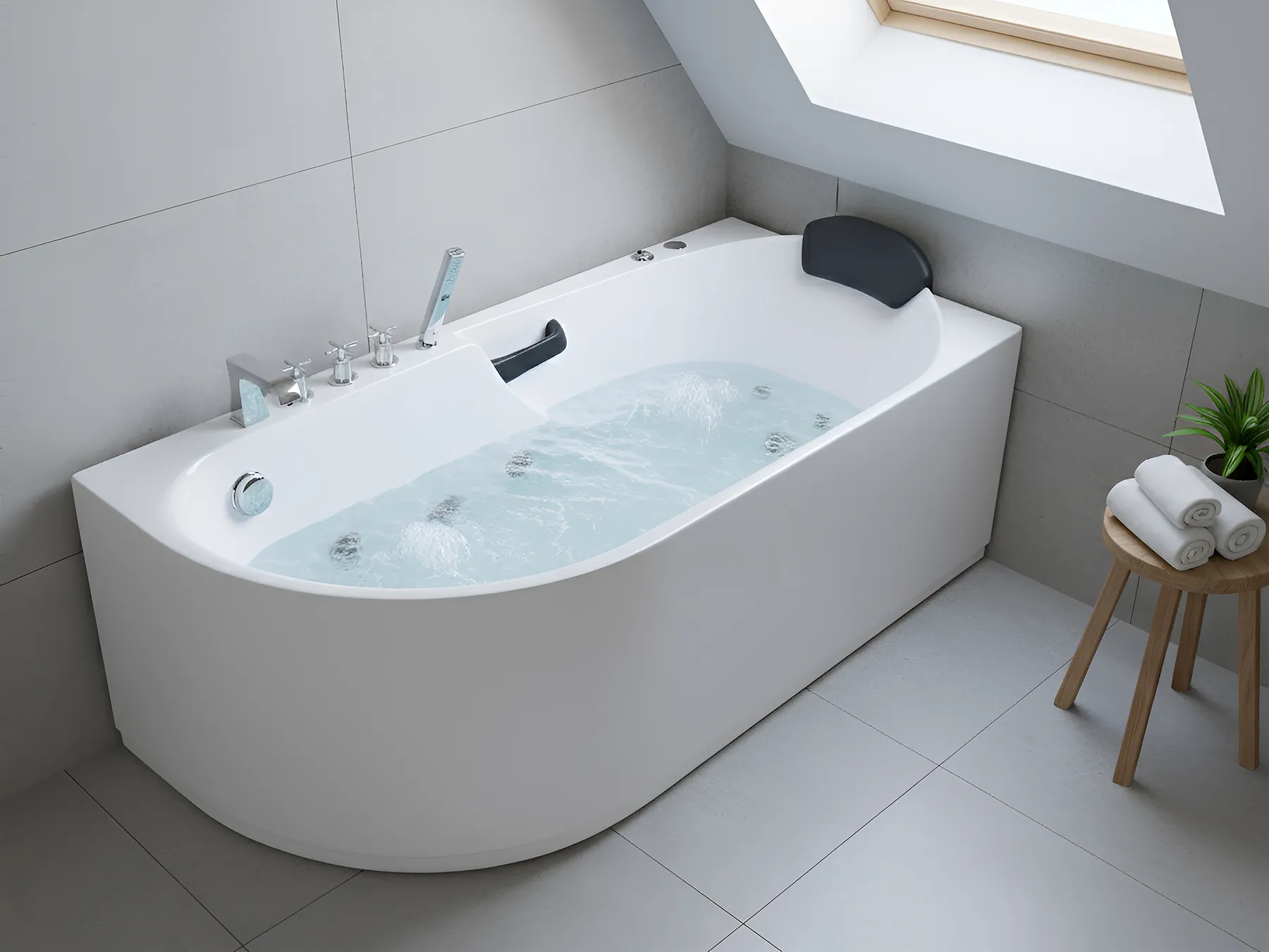 Massagebadkar SAYULA 1700 x 800 mm Vit Vänstervänd_1029504