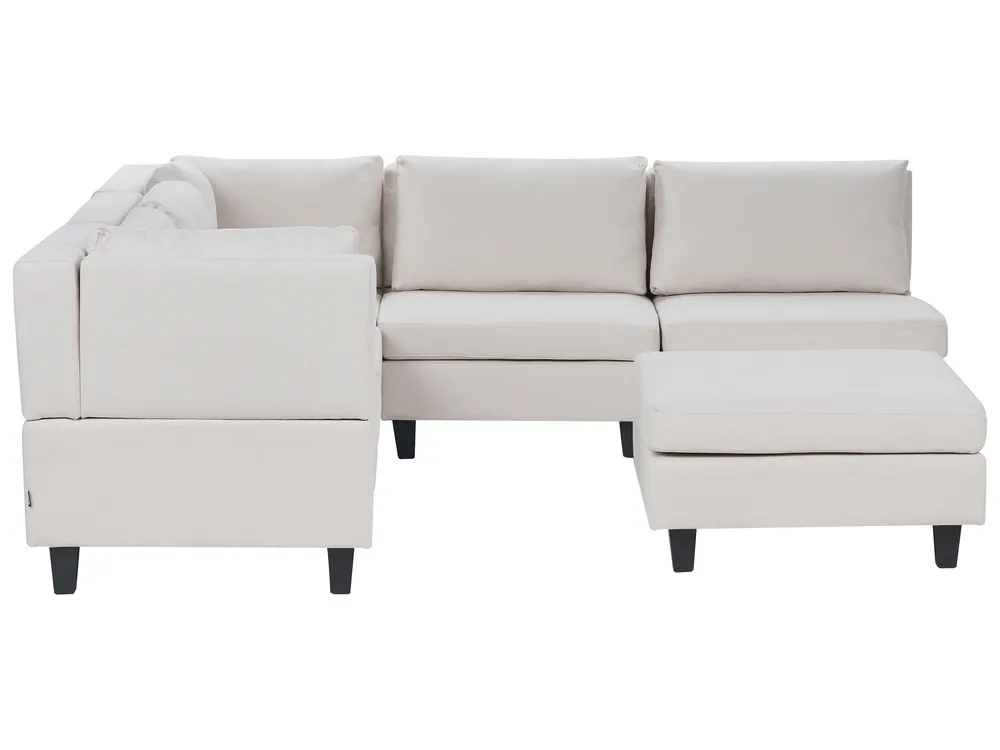 Modular Corner Sofa 5 Seater UNSTAD with Ottoman Fabric Light Beige Right Hand_925397