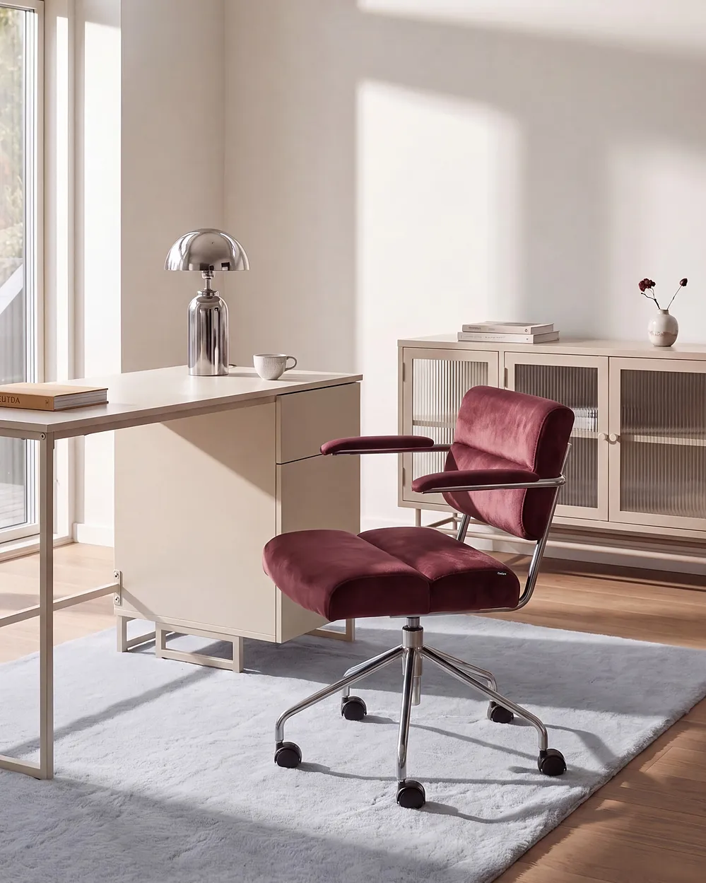 Desk Chair CANDOR Velvet Burgundy_1136765