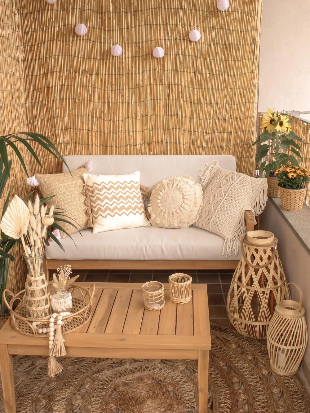 Garden Lounge Set with Table 4 Seater PALLANO Acacia Wood Taupe_829569