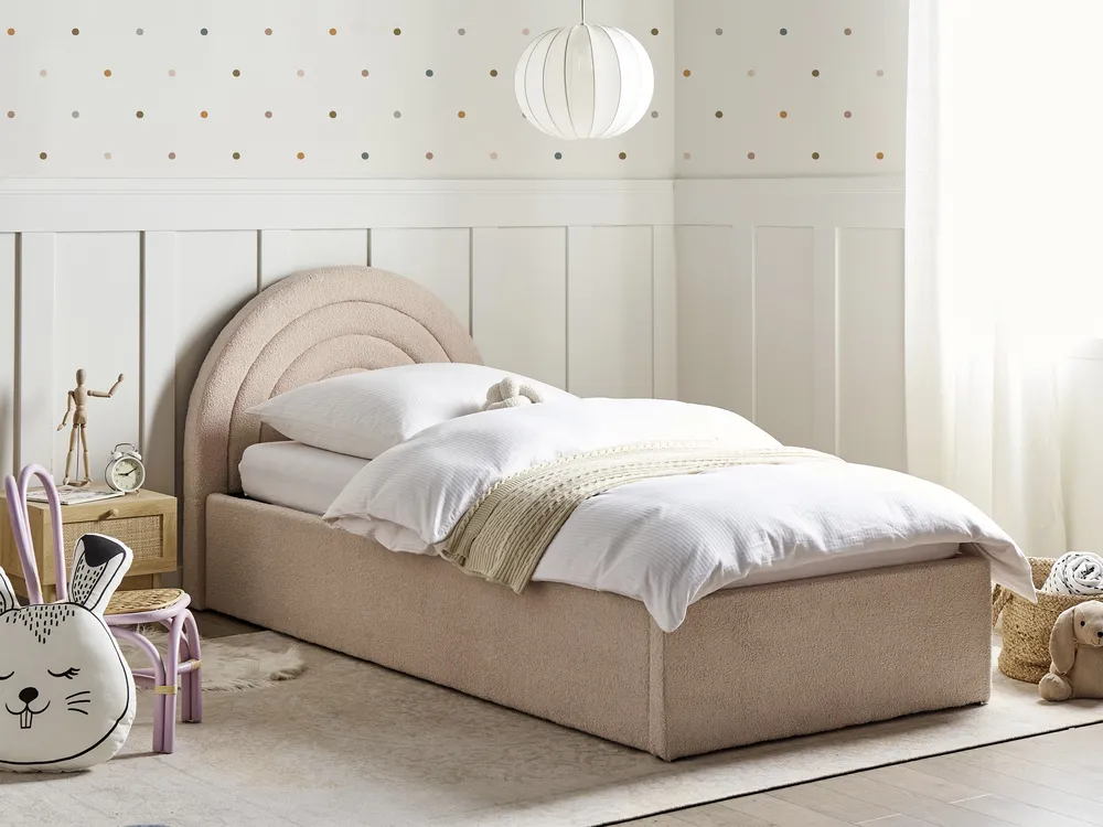Kids Ottoman Bed ANET Boucle Beige 90 x 200 cm (EU Single)