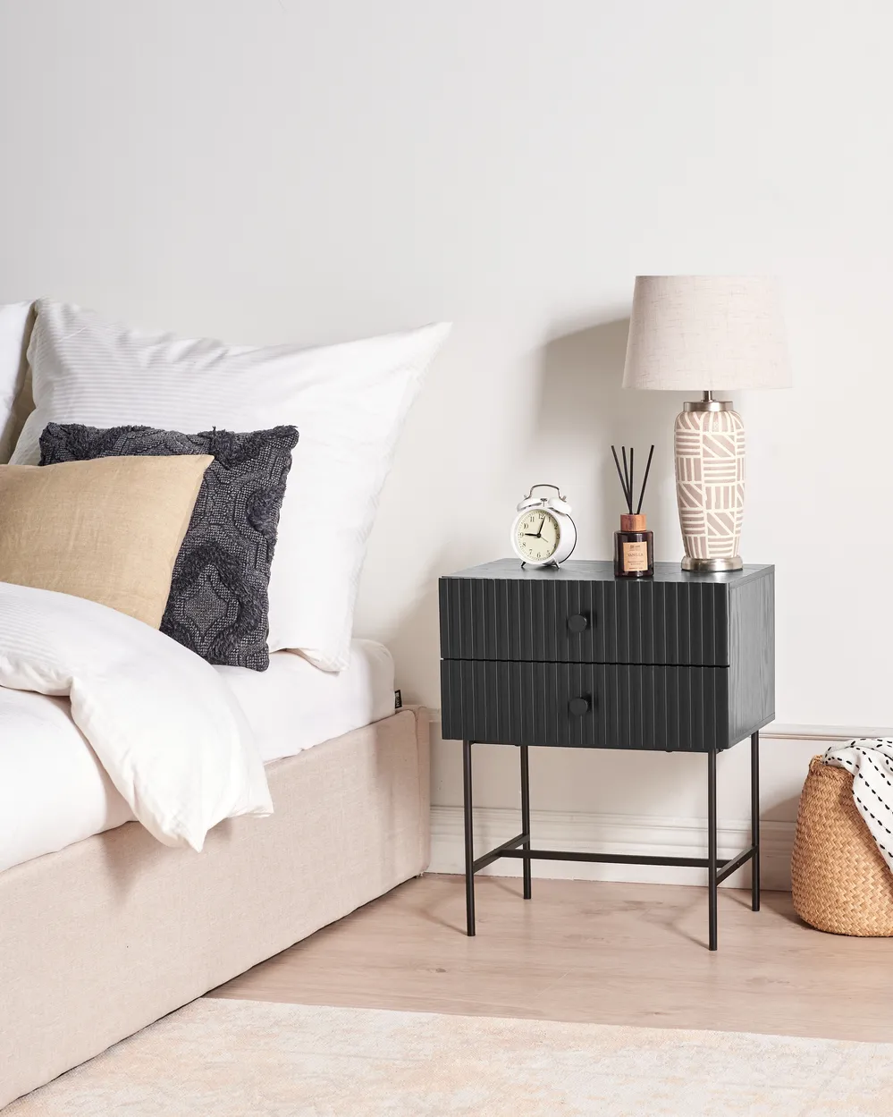 2 Drawer Bedside Table COVENTRY Black